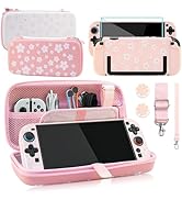PAWDIARY Pink Sakura Switch 2 Carrying Case, Cute Girly Bag Accessories with Switch 2 Protective ...
