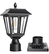 Greluna Solar Post Lights, Dusk to Dawn Solar Lamp Post Light with Pier Mount Base, Post Lights O...