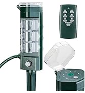 HBN Outdoor Power Strip Timer with Photocell(w Remote Control), Yard Stake Countdown Timer(2, 4, ...
