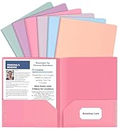 HABGP 6 Pack Colored File Folders with Pockets and Business Card Holder, Pastel Decorative Pocket...