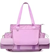 WLLWOO Gym Tote Bag Thick Yoga Mat Bag with Breathable Mesh Holder Carryall Waterproof Wet Pocket...