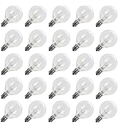 Brightown G40 Replacement Light Bulbs, 25 Pack 5W Clear Globe Bulb fits E12 C7 Candelabra Screw B...