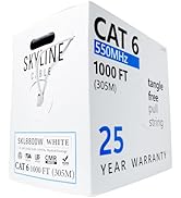 Skyline Cat 6 23 AWG 550 Mhz Solid Bare Copper Ethernet Bulk Network Cable - CMR Rated (1,000ft P...