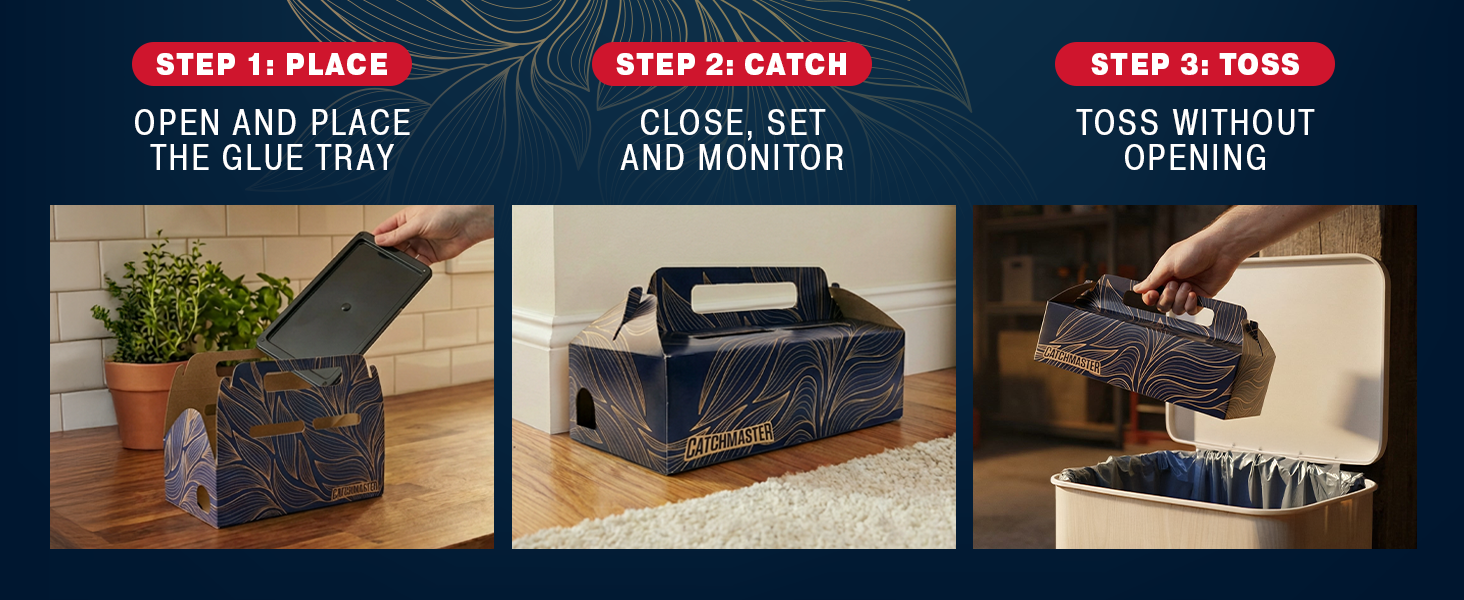 Catchmaster Catch &amp;amp; Toss - No-See, No-Touch Mouse Traps Indoor for Home (2 pk)