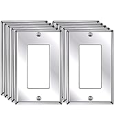 [10 Pack] BESTTEN 1-Gang Bright Polished Stainless Steel Decorator Wall Plate, Solid Metal Decor ...