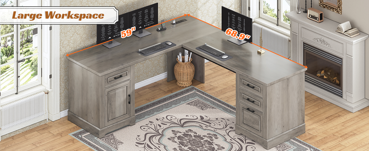 l shaped compuer desk with drawers