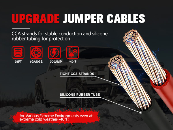 FIERYRED 1 Gauge 30 FT Quick Connect Jumper Cables