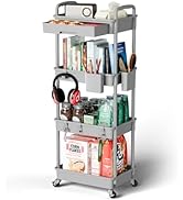 Sorgion 4 Tier Small Rolling Cart Organizer,Art Craft Diaper Bedside Snack Cart Laundry Room Bath...