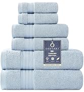 COZYART Light Blue Towel Sets for Bathroom 6Pcs, Turkish Cotton Bath Towel Set Soft Highly Absorb...