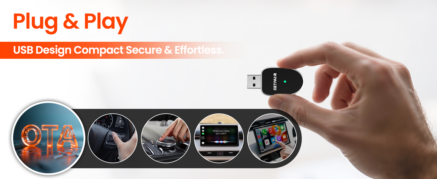 blue tooth apple car play adapter, plug in apple car play, apple car play adapter