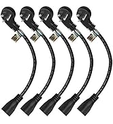 1 Foot Extension Cord - Flat Plug Space Saver Short Cable, Three Prong, 16 AWG Thickness - By Lux...