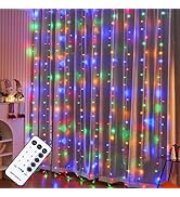 WATERGLIDE 300 LED Curtain Lights, Remote Control Christmas Decorative Hanging String Lights, 8 L...