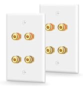 VCE UL-Listed Speaker Wall Plate Gold-Plated, 4-Port Keystone Wall Plate with Banana Jack Binding...