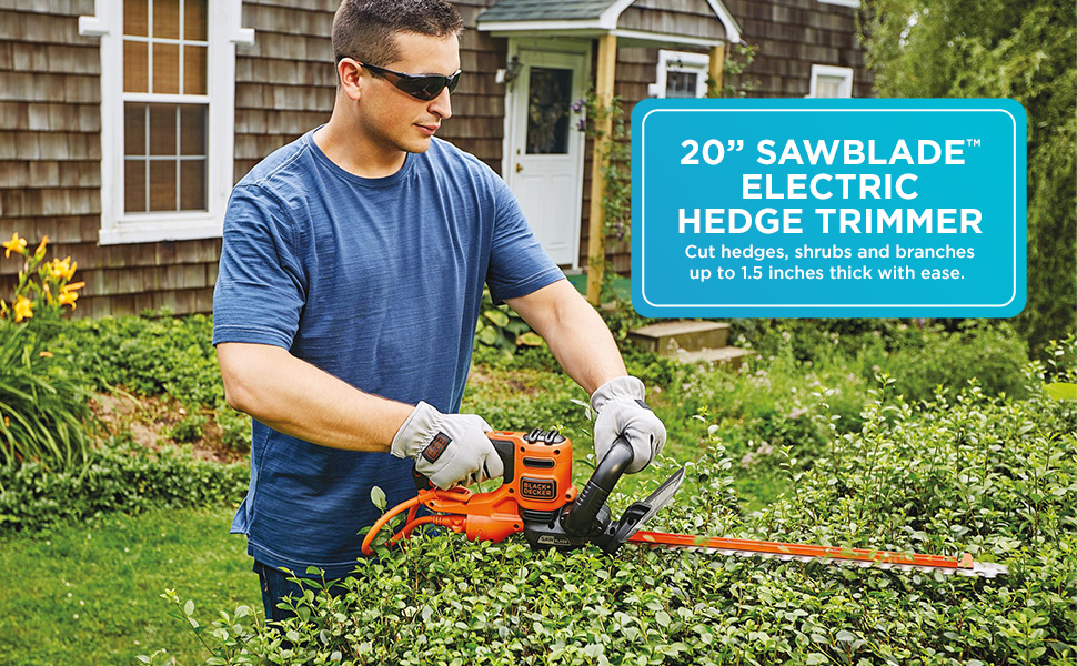 BLACK+DECKER 20-Inch Electric Hedge Trimmer with Saw (BEHTS300)