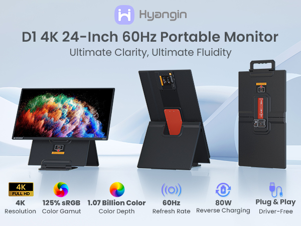 D1-4K 24-Inch 60Hz Large Portable Monitor