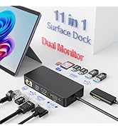 New Docking Station for Surface, Support Dual Monitor via 4K HDMI &amp; VGA, 11-in-1 Dock with Power ...