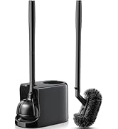 HAMITOR Toilet Plunger Bowl Brush Combo:Heavy Duty Rubber for Drain Clog Remover - Curved Design ...
