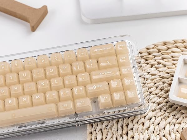 Creamy Khaki Jelly Shine Through Keycaps, Custom Clear Keycaps pbt
