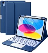 Harvopu iPad 10th Generation Case with Keyboard (10.9", 2022), Smart Keyboard Folio Cover with Pe...