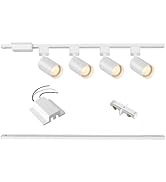 Hiiglxii 4-Light LED Track Lighting Kit with 3.3FT H Track Lighting Rails &amp; Floating Canopy Conne...