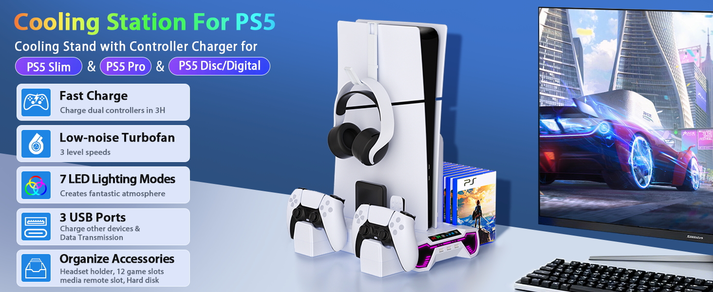 ps5 stand with cooling fan ps5 cooling station with cooling fan