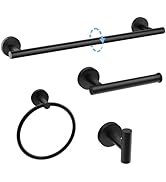 Luxbaro Matte Black Towel Bar Set, Modern 24 Inch Bathroom Hardware Set, Wall Mounted Bathroom Ac...