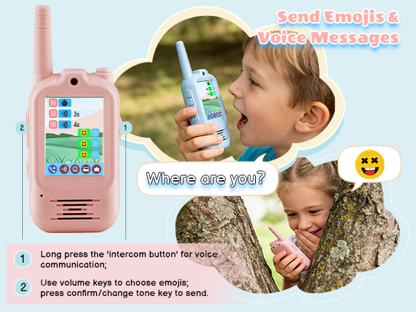 Help young children express themselves better with cute emojis they can send during chats. 
