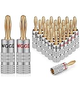 WGGE WG-009 Banana Plugs Audio Jack Connector 12 Pairs / 24 pcs, 24k Gold Dual Screw Lock Speaker...