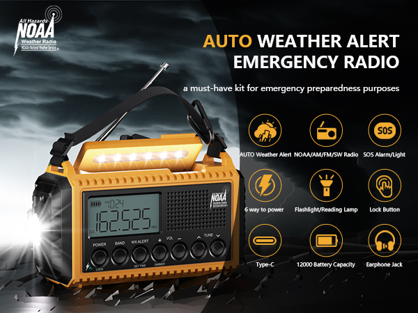 Emergency Radio Weather Radio12000mAh