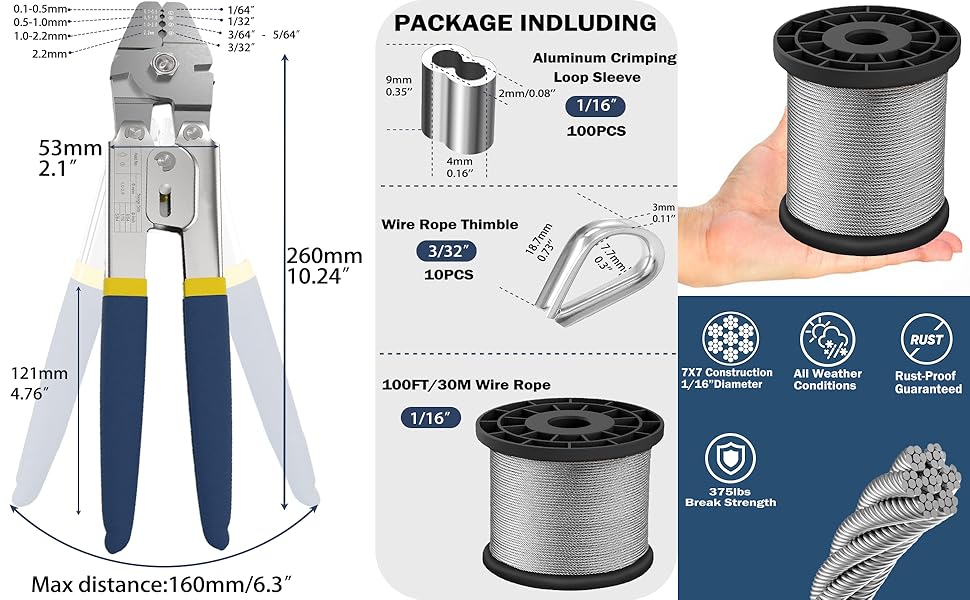 wire rope crimping tool kit 