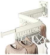 HGZBS Clothes Drying Rack Wall-Mounted, 3-Fold Retractable Clothes Hanger with Windproof Holes &amp; ...