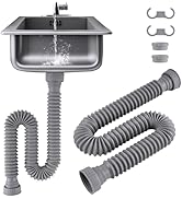 iFealClear 2 Pack 1-1/2" P-Trap Pipe, Flexible Sink Drain Pipe with 4 Rubber Sealing Rings, Drain...