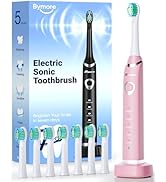 Bymore Electric Toothbrush for Adults,Travel Sonic Toothbrush with 8 Replacement Heads, Ultra Cle...