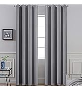 Yakamok Room Darkening Gray Blackout Curtains Thermal Insulated Grommet Curtain Panels for Bedroo...