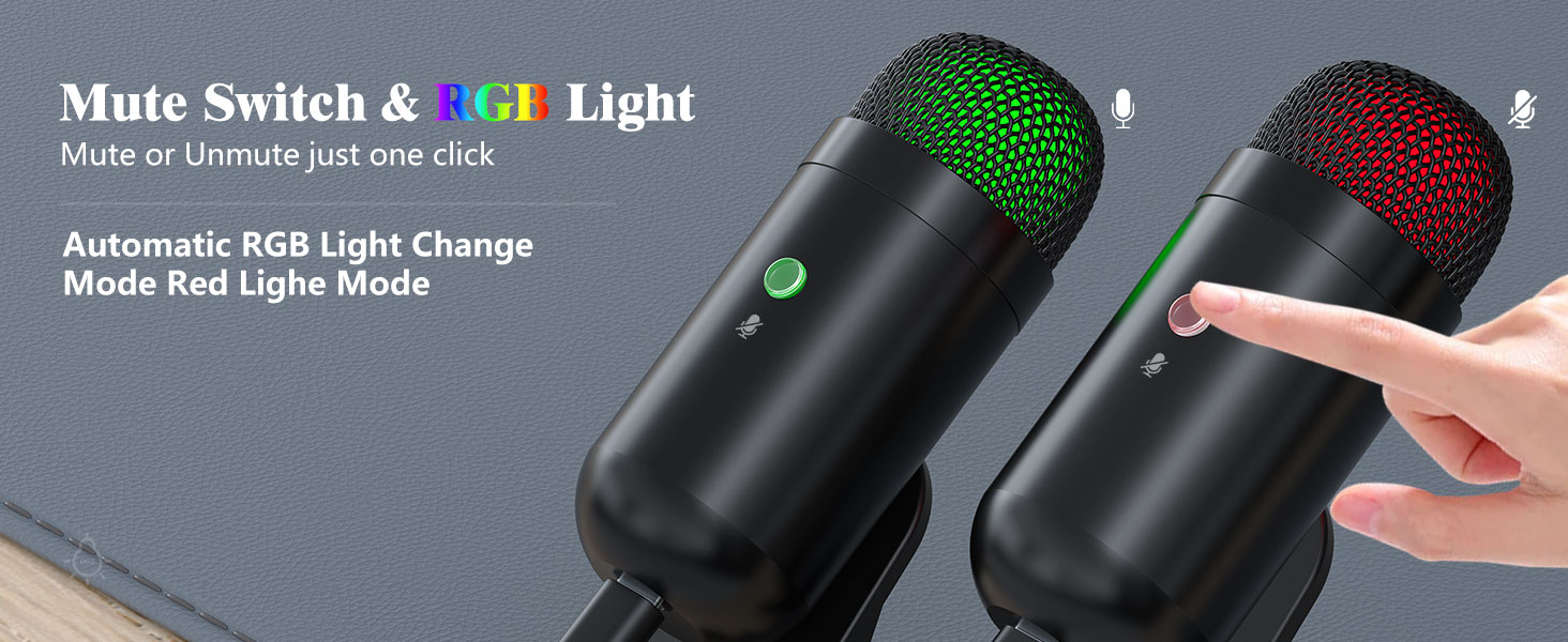 Podcast Mic Desktop with Mute Button for Recording Streaming