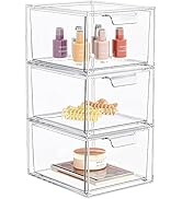 SpaceHacks 3 Pack Stackable Makeup Organizer and Storage, Acrylic Organizers,Clear Plastic Storag...