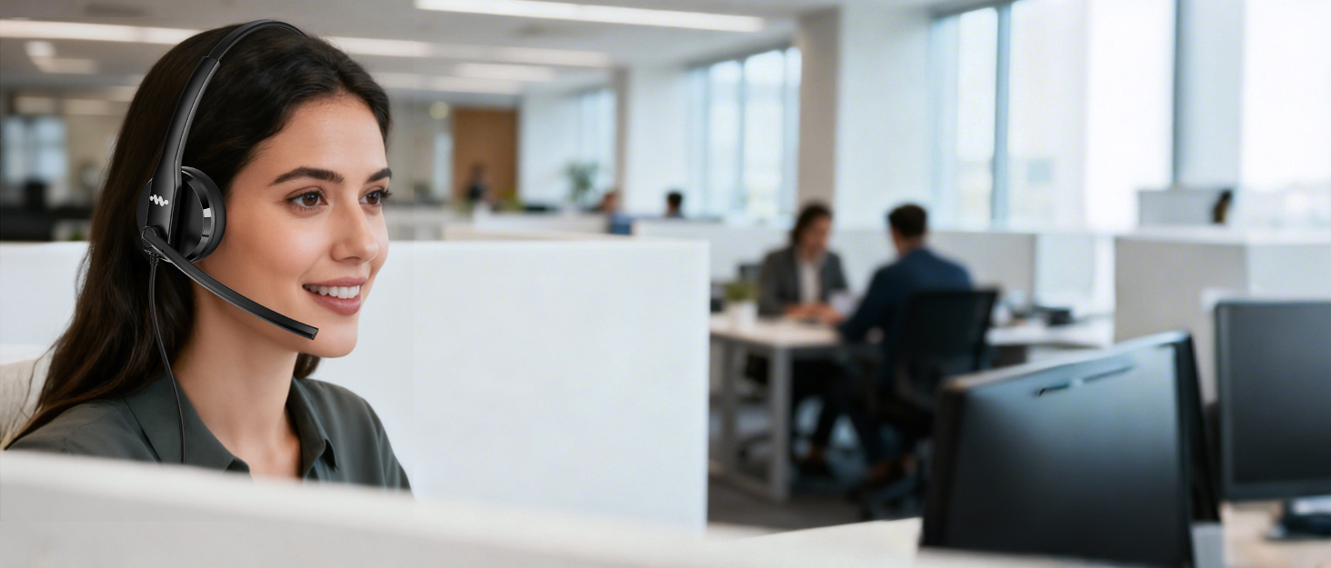 call center headset with microphone noise cancelling for home office teams zoom