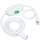 Heavy Duty Outdoor & Indoor Use 6.56 FT Long White Extension Cord with LED Light Switch On/Off, 1...