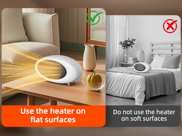 heater use on flat surfaces