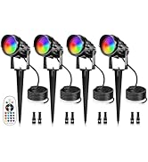 12W RGBW Color Changing Landscape Lights - Low Voltage LED Landscape Lighting, Remote Control Spo...