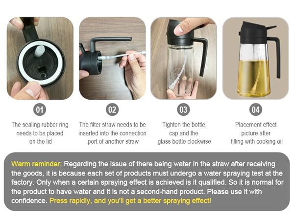 2 in 1 Glass Oil Sprayer, Cooking Oil Sprayer,16oz Oil Sprayer for Oil Bottle - Kitchen Gadgets