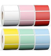 Misofuki 2.25x1.25 6000 Labels Rectangular 6 Colors Direct Thermal Stickers Labels Roll Compatibl...
