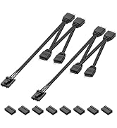 GINTOOYUN 2 Pcs RGB Fan Splitter Cable 4-Pin Commander Female to Three 5V 3-Pin RGB Male Conversi...