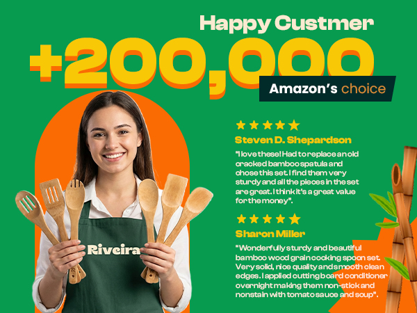 Riveira Bamboo Cooking Spoons 6-Piece