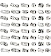 PH PandaHall 120Pcs Tibetan Silver Beads, 12 Style Large Hole Spacer Beads, Alloy Charms Assorted...