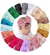 Unoutur Baby Girls' Headband Set, 20 Pieces Stretchy Nylon with Bows, Lightweight &amp; Soft, for New...
