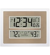 La Crosse Technology 512-14937-INT Atomic Digital Wall Clock with Temperature &amp; Forecast in White...
