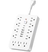 Surge Protector Power Strip - Chiefway Flat Extension Cord with Multiple Outlets: 11 AC Outlets &amp;...