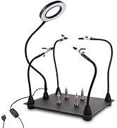 FEITA Helping Hands Soldering Clamp Station, 3X LED Magnifying Glass Lamp with Magnetic PCB Circu...