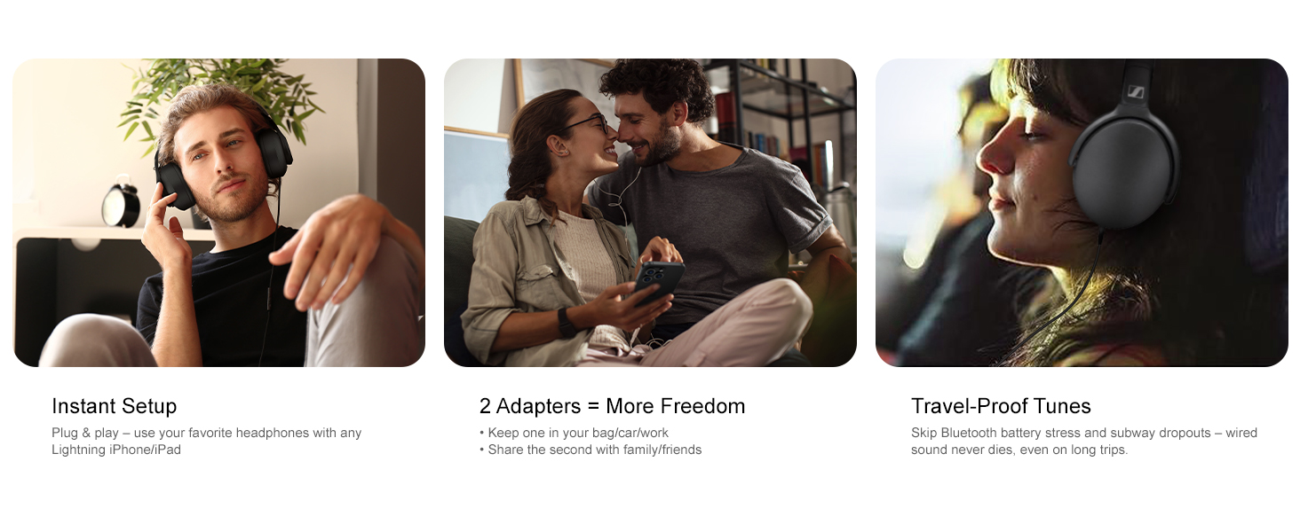 Dual Lightning Audio Adapters, Instant Setup &amp;amp;amp; No Dropouts